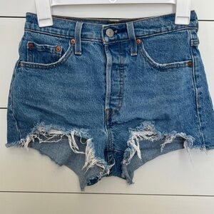 Levi's Blue Distressed Jean Shorts